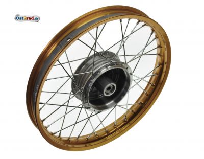 Kolo 1,50x16" ráfek  zlatý, nerez výplet, nába černá Simson KR S50 S51 SR4- S53, kompletní vypletené