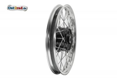 Kolo vypletené  1,5x16 ráfek leštěný ALU výplet CHROM + černá nába Simson S51