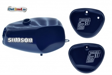 Nádrž kastlík sada, buvol, Simson Enduro S50 S51 E, perlově modrá