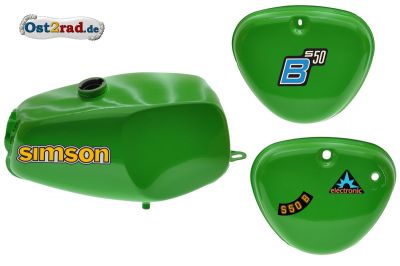 Nádrž kastlík sada Simson S50 S51, buvol, žluto zelená