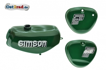 Nádrž kastlíky Simson S51E ENDURO zelená, samolepky