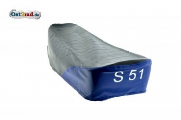 Potah sedlo modrá černá SIMSON S51 Enduro, střibrné logo, strukturované