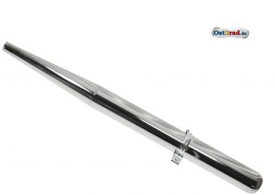 Výfuk chromovaný včetně zadní výfukové spony, Simson S50 S51 SR50 KR51 / 2, vylepšený model