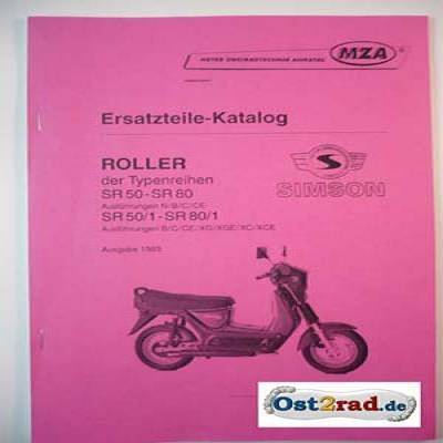 Katalog náhradních dílů motocyklů Simson SR50 a SR80