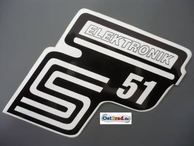Samolepka Simson S51 Elektronik na postranní kryt bílá