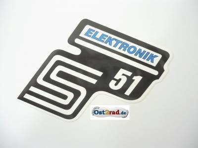 Samolepka Simson S51 Elektronik na postranní kryt modrá