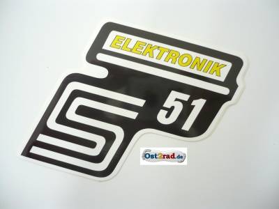 Samolepka Simson S51 Elektronik na postranní kryt žlutá