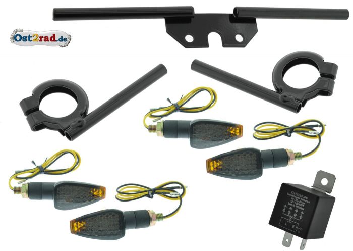 Blink LED 12V Mini  BlackEdition Simson S50 S51 přerušovač, držák, sada