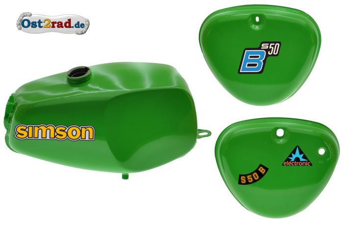 Nádrž kastlík sada Simson S50 S51, buvol, žluto zelená