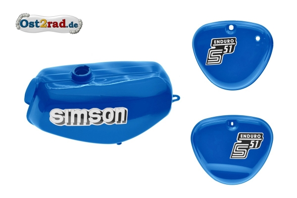Nádrž kastlíky Simson S51E ENDURO modrá, samolepky