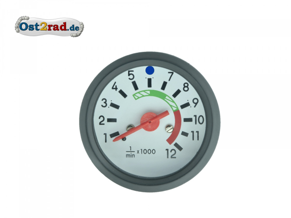 Otáčkoměr Simson S51 S53 bílý podklad, do 12000, kontrolky, rámeček černá