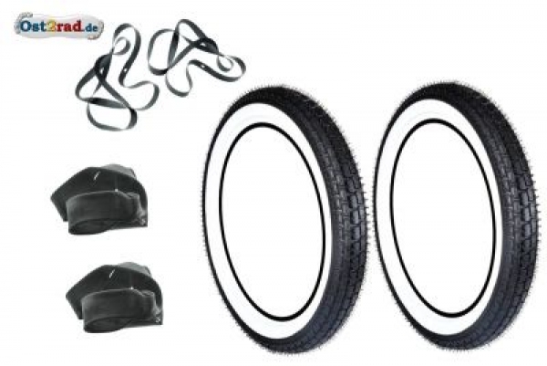 Pneumatika guma bílá RIESA Simson S50 S51 KR51 Schwalbe 2,75-16 , 2 ks