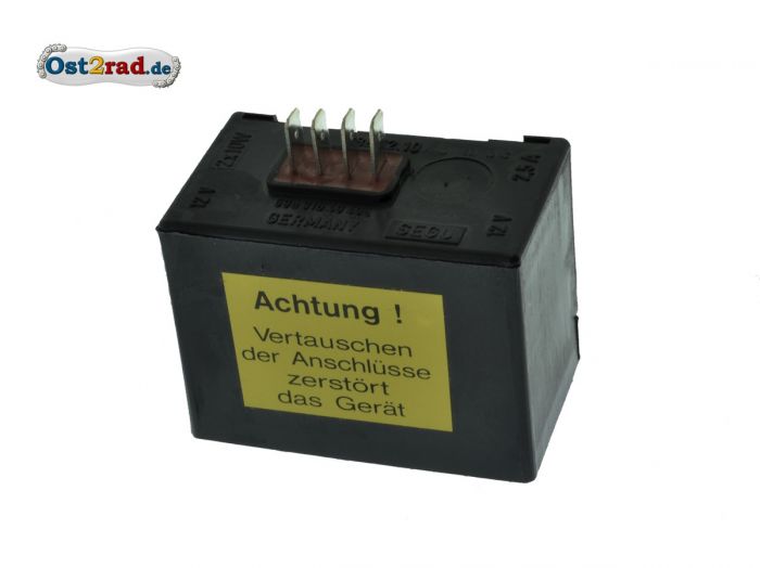 Regulátor dobíjení a přerušovač blinkrů (ELBA) 12V Simson SR50 SR80XG,CX běžná baterie s kyselinou, blinkry 2 x 10W
